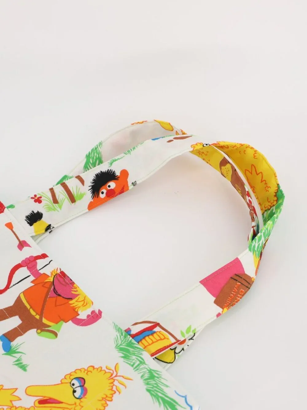 Sesame Street Vintage Quilted Tote Bag Handmade Upcycled